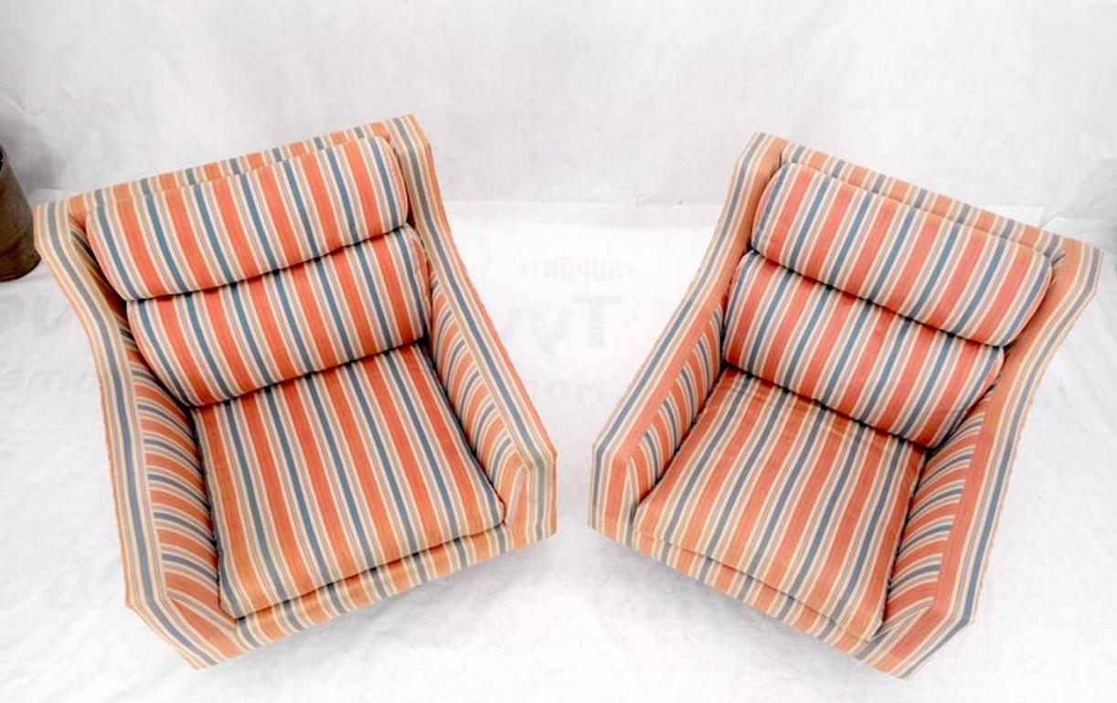 Pair Mid Century Modern Vladimir Kagan Lucite Base Floating Lounge Club Chairs