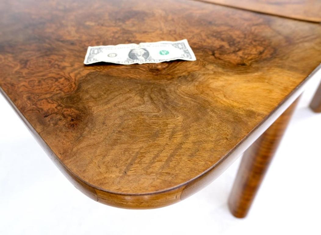 Swedish Mid-Century Modern Burl Wood Refectory Extending Dining Dinette Table