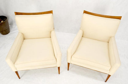 Pair of Mid Century Modern McCobb Chairs Newly Upholstered in Cream Virgin Wool