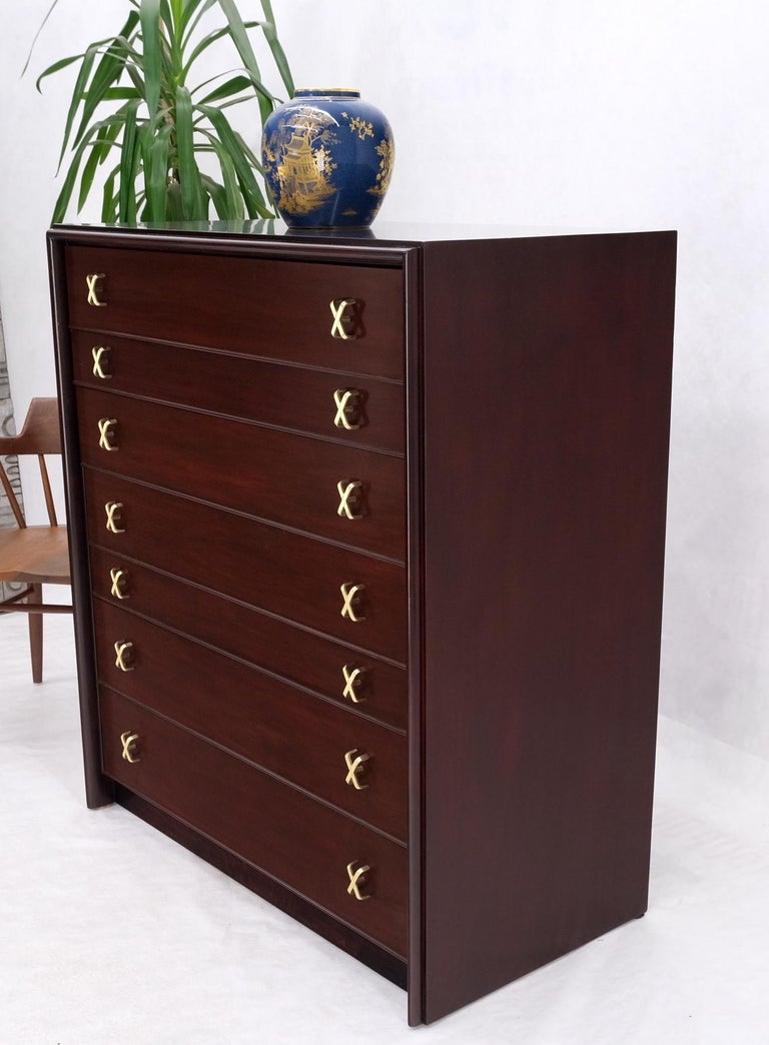 Paul Frankl for Johnson Brass X Pulls High Chest of Drawers Dresser Cabinet