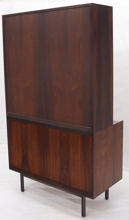 Danish Mid-Century Modern Two Part Rosewood Storage Cabinet Credenza