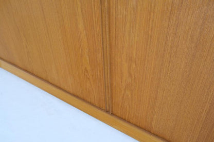 Tambour Doors 12 Deep Drawers 3 Shelves Danish Teak Mid-Century Modern Credenza