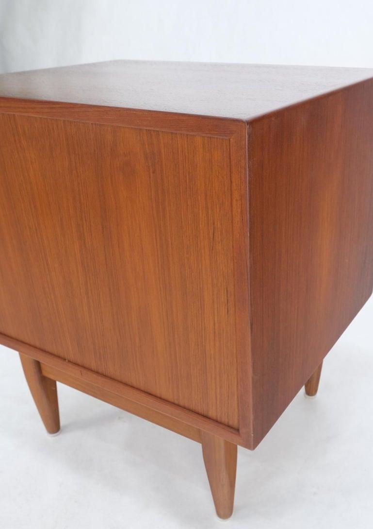 Danish Mid-Century Modern Teak Side End Table Night Stand Tambour Doors Falster