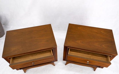 Pair Walnut One Drawer Mid-Century Modern End Tables Night Stands Mint!