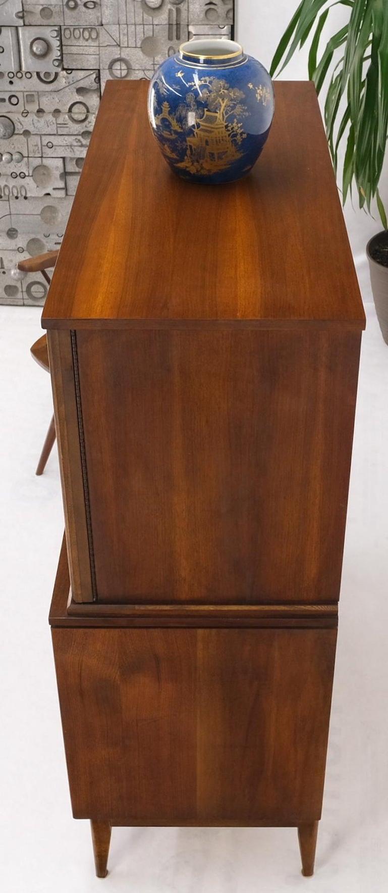 Light Medium Walnut Gentleman's High Chest Dresser Cabinet Mid-Century Modern