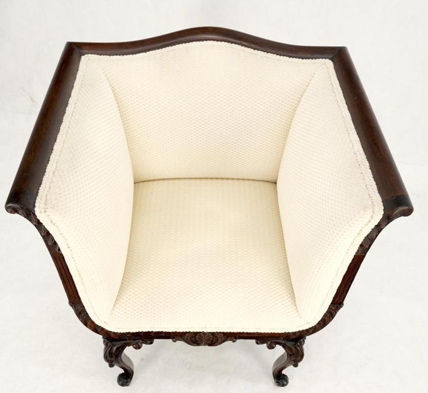 Deep Arms Mahogany Carved Frame Lounge Fireside Chair