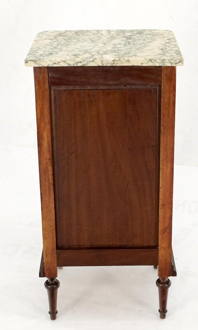 Tall Narrow Walnut Marble Top Night Stands End Table Cabinet Porcelain Insert