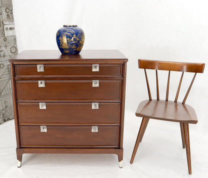 Mid-Century Modern Walnut 4 Drawers Bachelor Chest