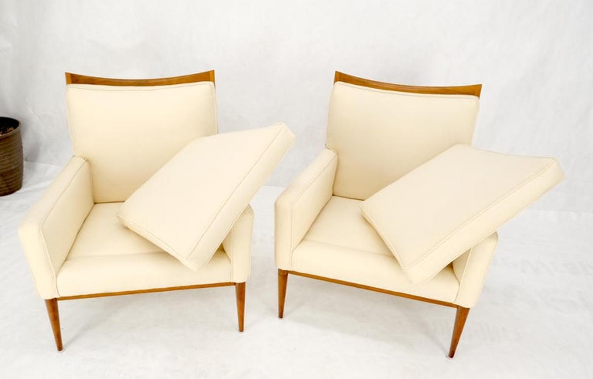 Pair of Mid Century Modern McCobb Chairs Newly Upholstered in Cream Virgin Wool