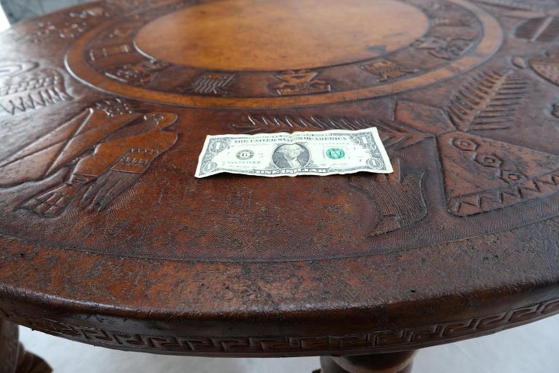 Mid Century Embossed Leather South American Coffee Table 4 Nesting Stools Chairs