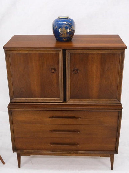 Light Medium Walnut Gentleman's High Chest Dresser Cabinet Mid-Century Modern