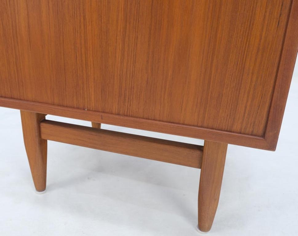 Danish Mid-Century Modern Teak Side End Table Night Stand Tambour Doors Falster