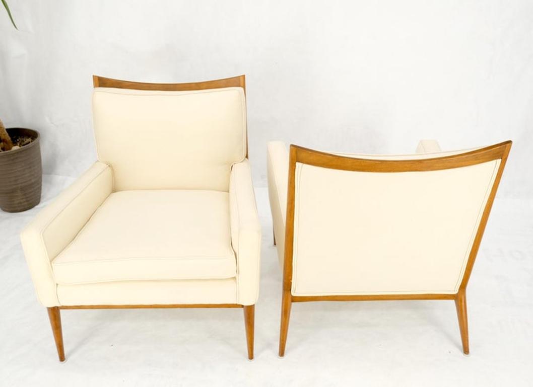 Pair of Mid Century Modern McCobb Chairs Newly Upholstered in Cream Virgin Wool