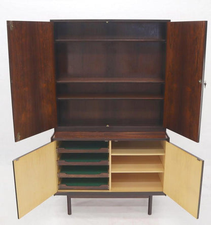 Danish Mid-Century Modern Two Part Rosewood Storage Cabinet Credenza