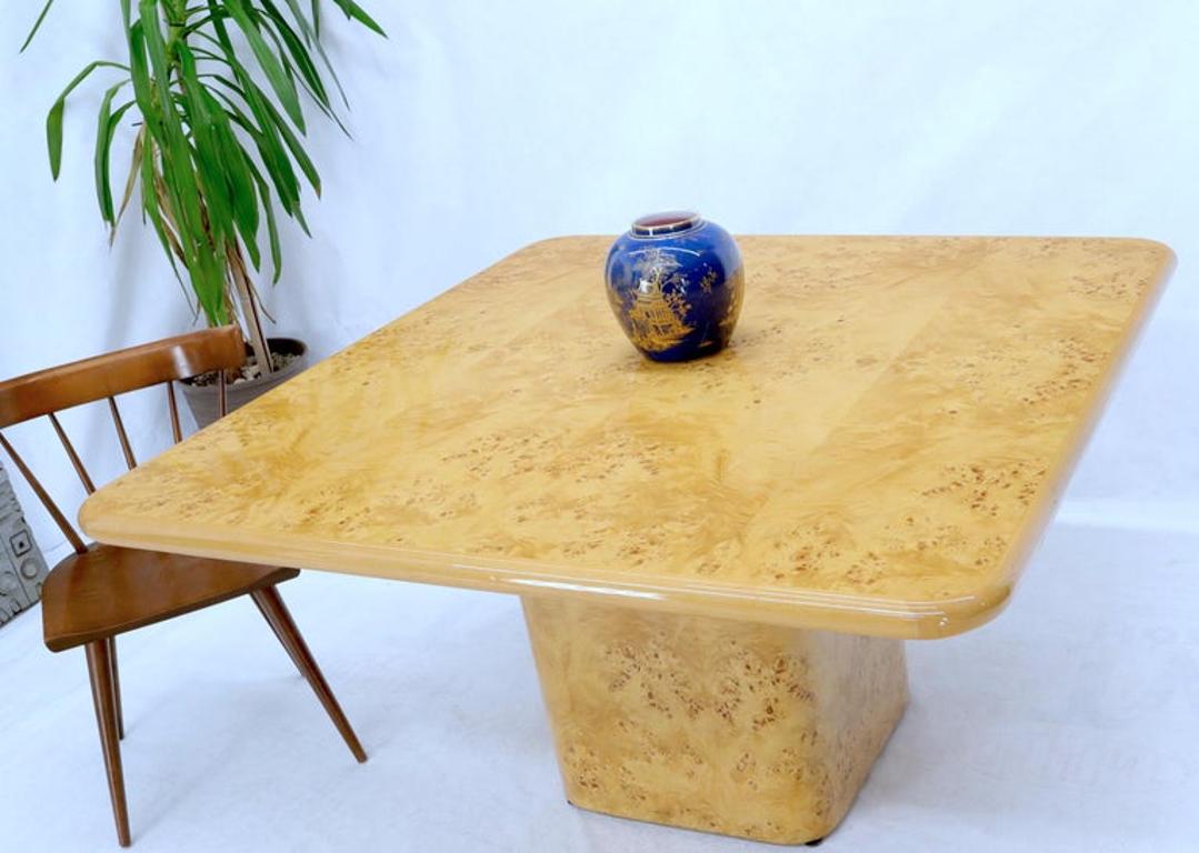 Square Dining Conference Table Wrapped in Burl Wood by Habitat