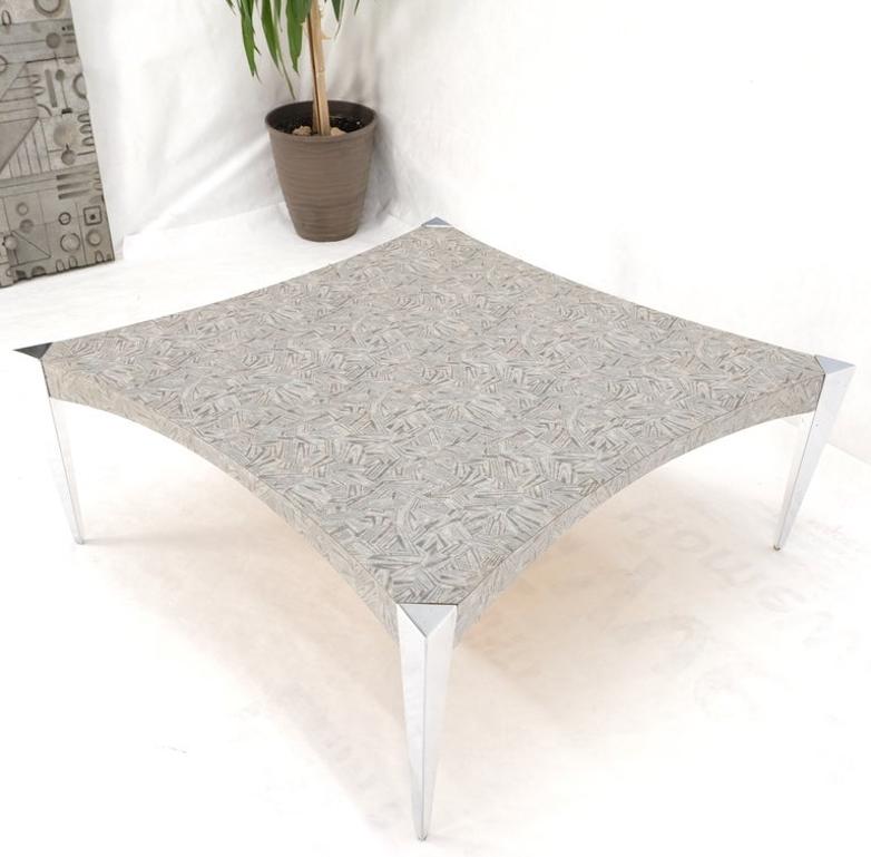 Square Concave Sides Tapered Triangle Aluminum Legs Coffee Table Scratch Coat