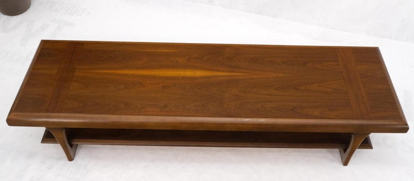 Mid-Century Modern Long Walnut Bench Coffee Table by Lane