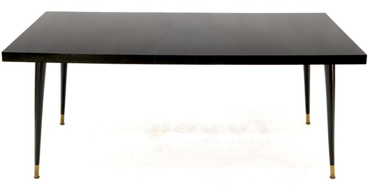 Black Laminate Tapered Dowel Legs Dining Table with Extension Board