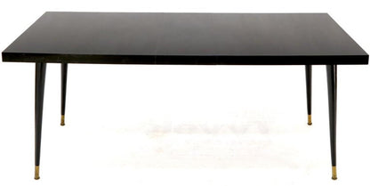 Black Laminate Tapered Dowel Legs Dining Table with Extension Board