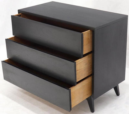 Pair of Black Lacquer Mahogany Mid-Century Modern Bachelor Chests