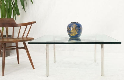 Square Glass top Stainless Steel Base Barcelona Coffee Table Bauhaus Style