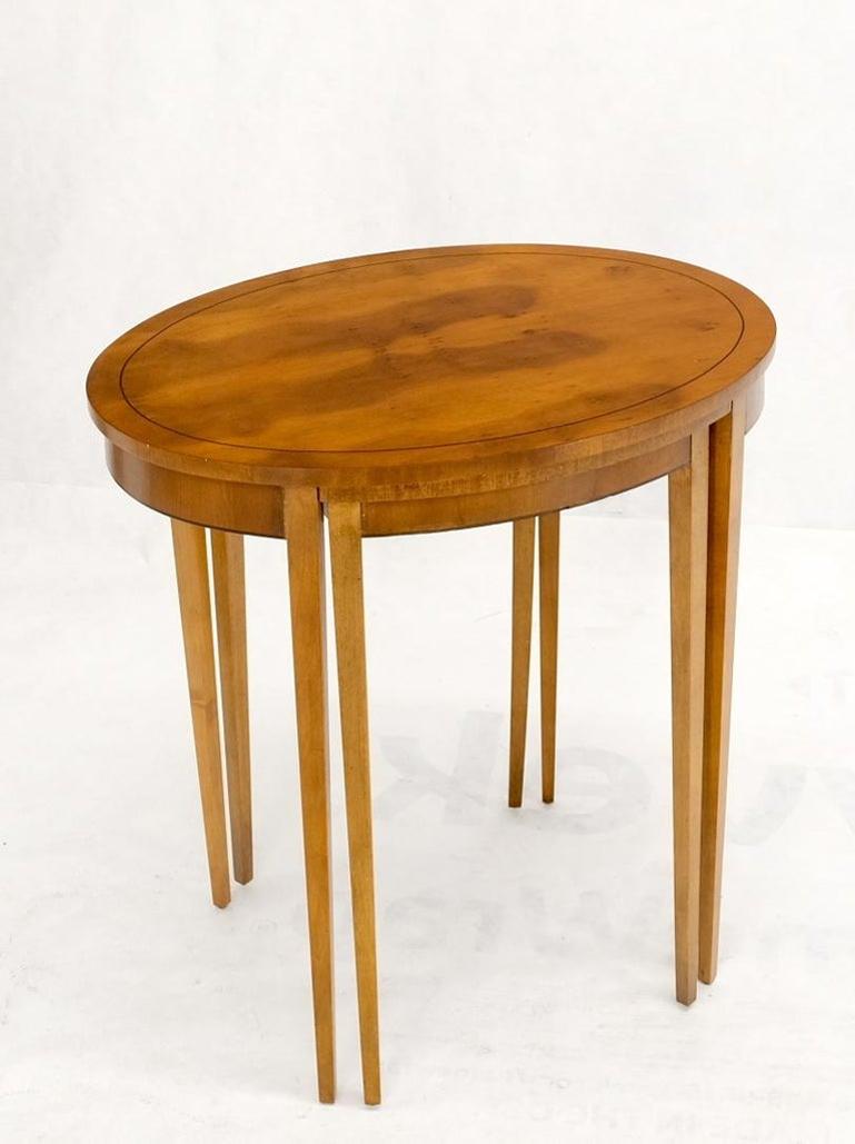 Set of Burl Wood Oval Nesting Tables by Baker