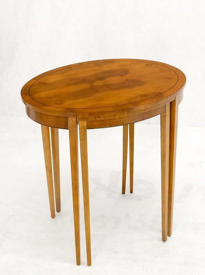 Set of Burl Wood Oval Nesting Tables by Baker