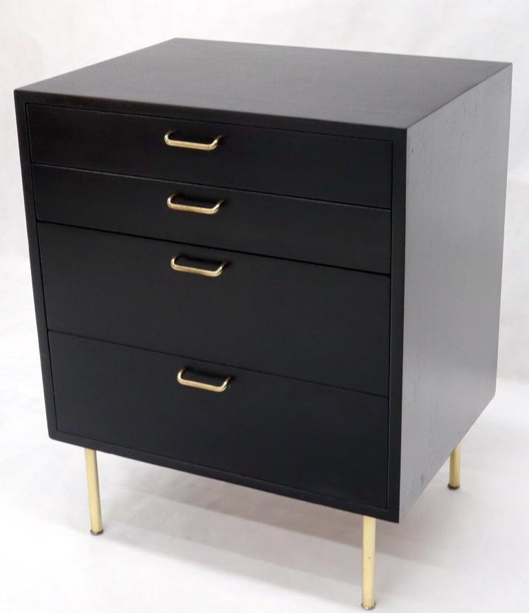 Harvey Probber Black Lacquer Mahogany Brass Hardware and Legs 4 Drawer Chest