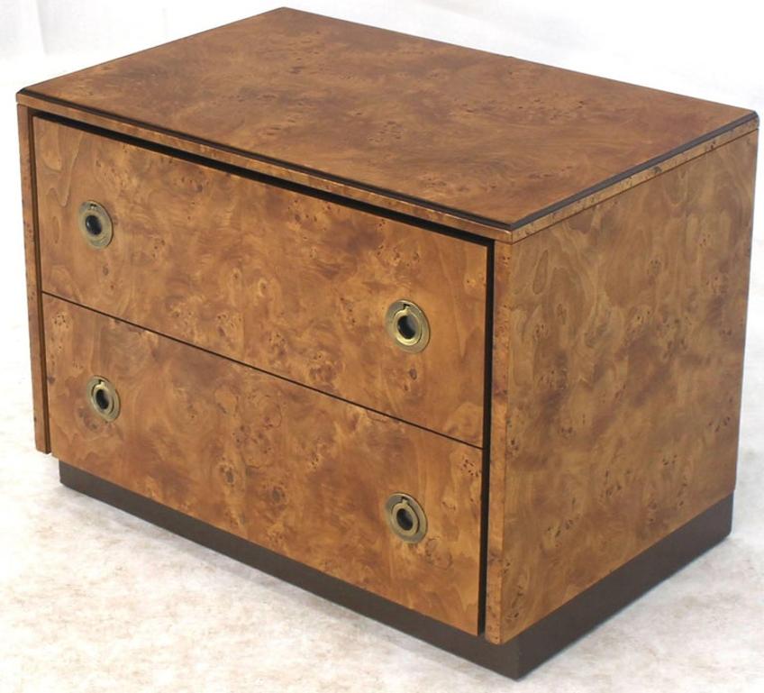 John Stuart Burl Wood Brass Round Pulls Two Drawers Stand