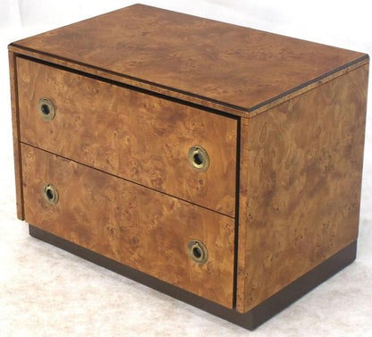 John Stuart Burl Wood Brass Round Pulls Two Drawers Stand