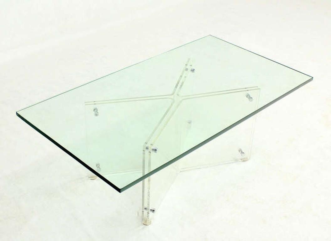 Mid-Century Modern Lucite Base and Glass-Top Coffee Table