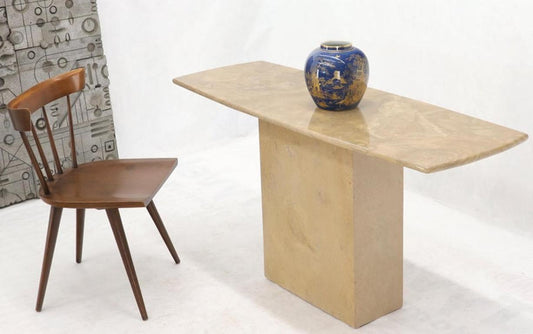 Mid-Century Modern Marble or Travertine Single Pedestal Console