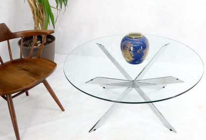 Heavy Chrome Jacks Style Spikes Base Round Glass Top Coffee Table