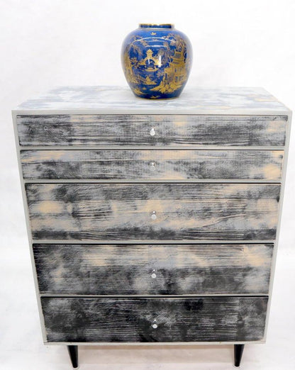 Shabby Chic Finish 5 Drawers Paul McCobb Dresser with Cone Pulls