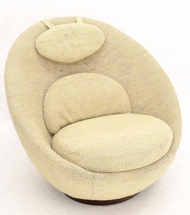 Mid-Century Modern Oval Egg Shape Pod Chair w/ Adjustable Head Rest on Band Base