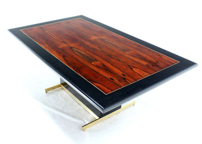 Pedestal Base Brass Rosewood and Ebonised Walnut Dining Table