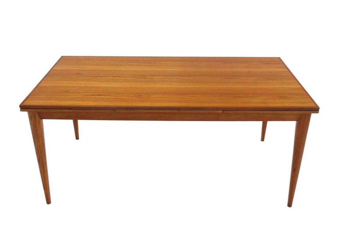 Large Heavy Tapered Legs Danish Modern Teak Table