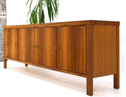 Long Rosewood Danish Mid-Century Modern 4 Doors Drawers Credenza Finished Back