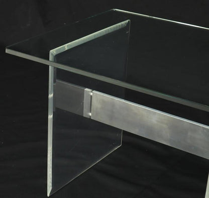 Lucite Aluminum Base Glass Top Mid-Century Modern Studio Made Side Table