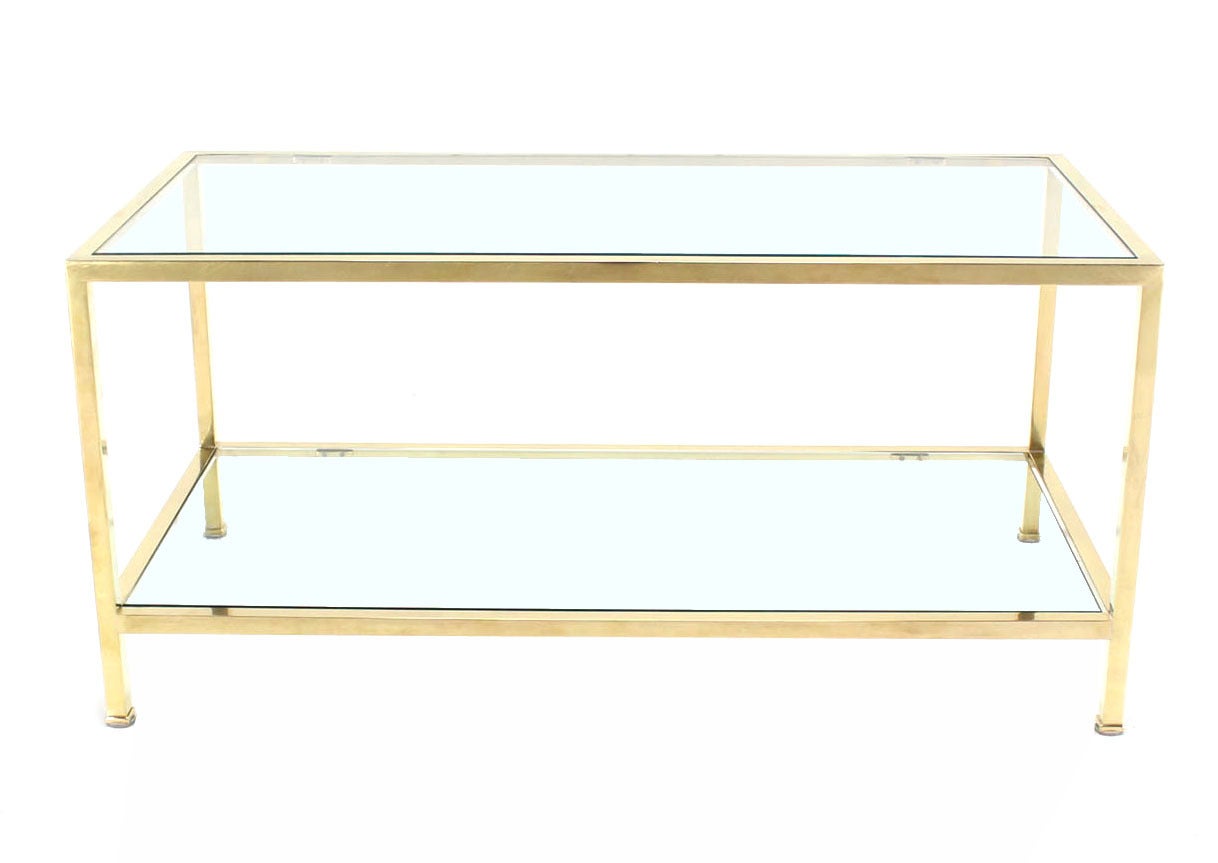 Solid Brass Square Tube Rectanglar Coffee Table