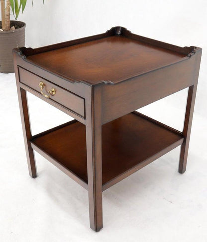 Southampton Mahogany Gallery Top Brass Drop Pull One-Drawer End Table Stand