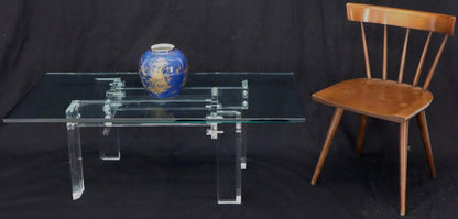 Rectangular Glass top Lucite Base Coffee Table