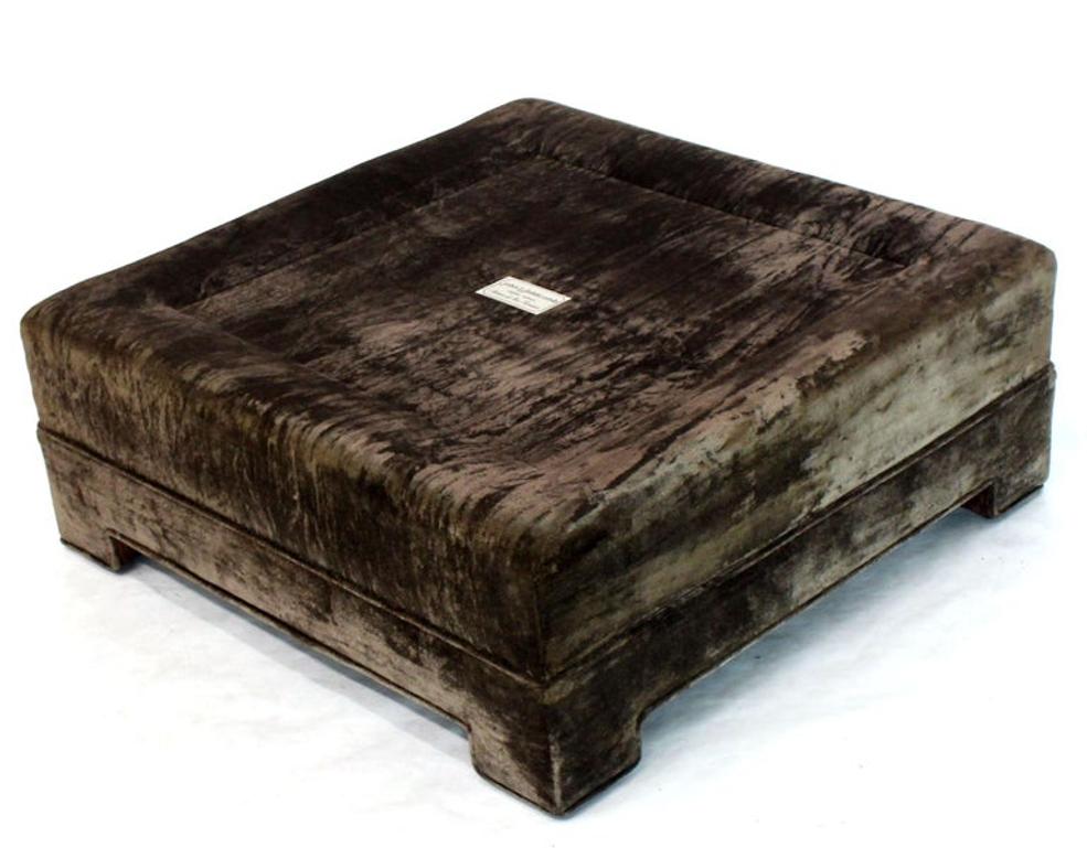 Large Square Deep Bronze Velvet Upholstery Tufted Upholstery Ottoman Footstool