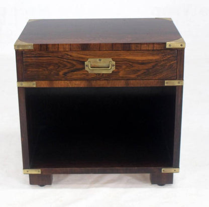 Rosewood Brass Campaign End Table Nighstand Cabinet John Stuart