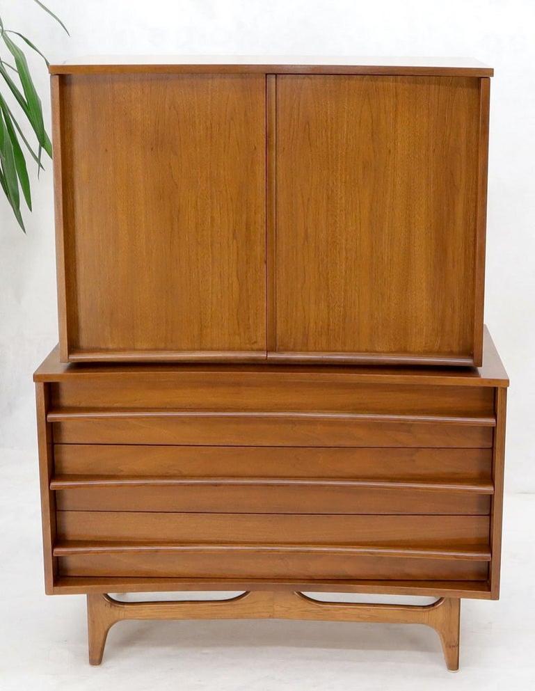 American Walnut Concave Front Gentleman's Chest Dresser Double Door Compartment