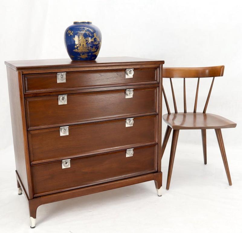 Mid-Century Modern Walnut 4 Drawers Bachelor Chest