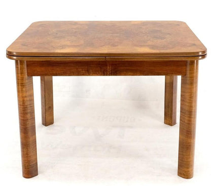 Swedish Mid-Century Modern Burl Wood Refectory Extending Dining Dinette Table