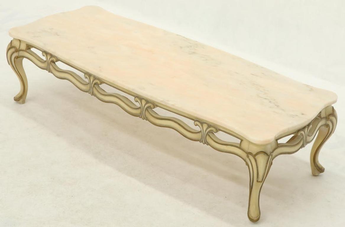 Marble to Pierced Carving Country French Provincial Coffee Table Cabriole Legs