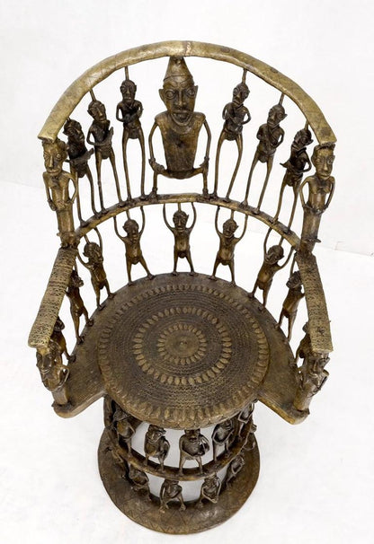 Solid Bronze 44 Figurines African Cameroon Bronze Figurative Throne Chair