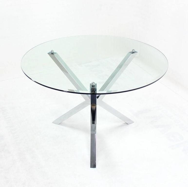 Thick Glass Top Jacks Shape Base Dining Center Game Table Gueridon